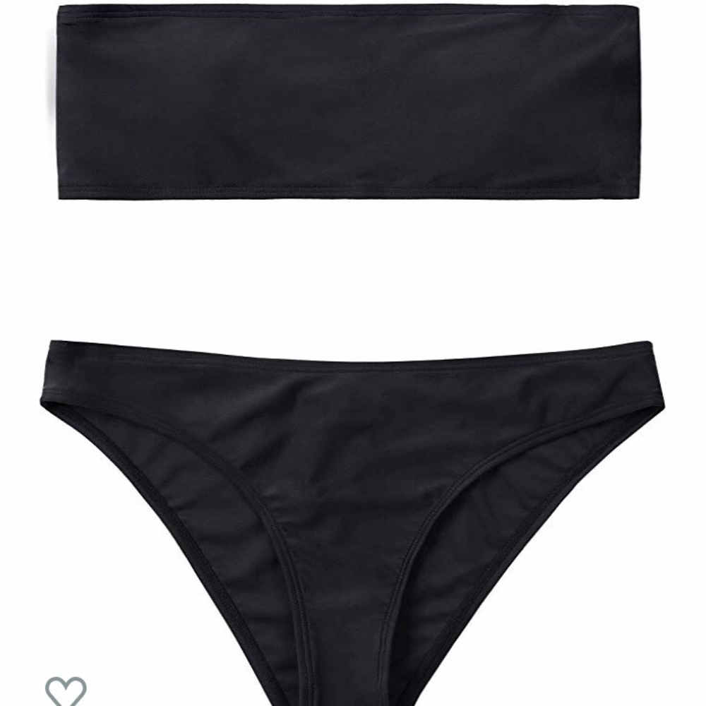 Strapless Horizontal Stripe Bandeau Bikini Suit